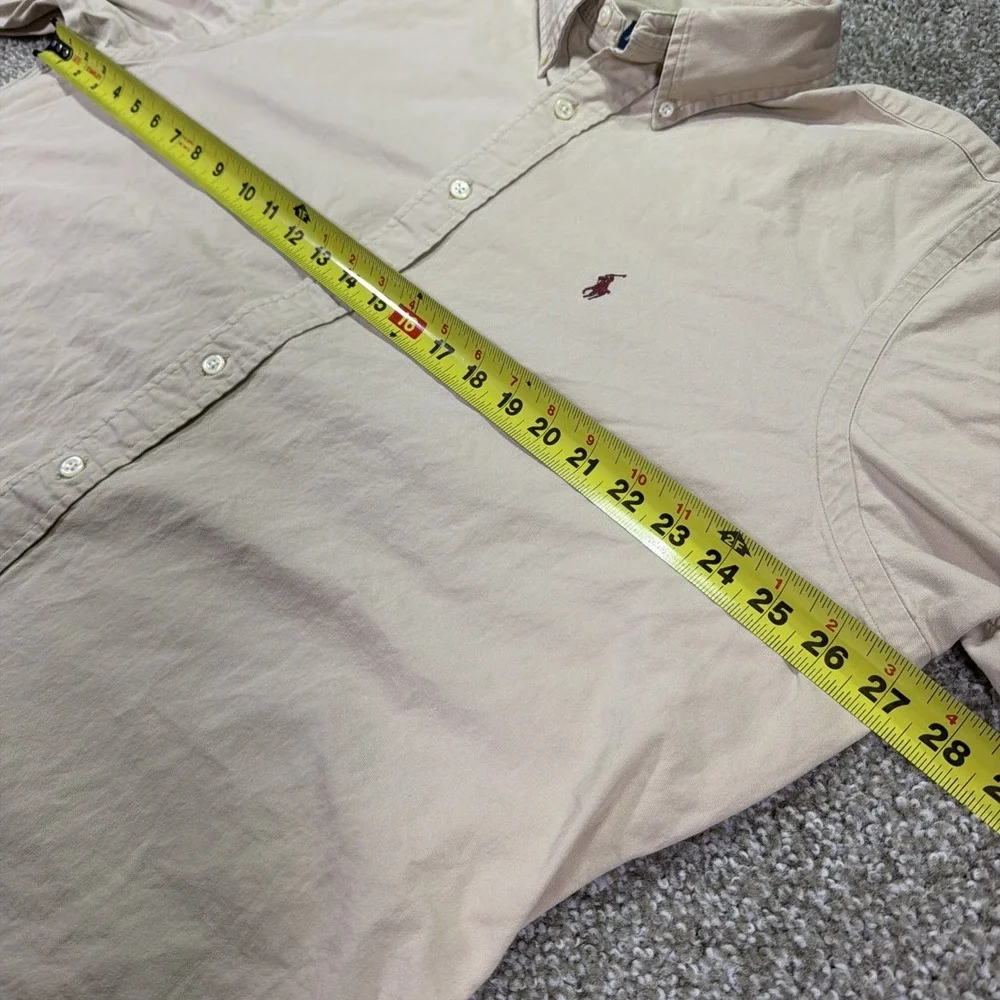 Vintage Ralph Lauren Khaki Button Down Maroon Pony XL Classic 90s